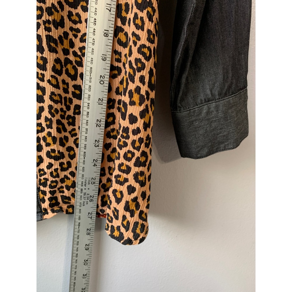 Caleoas Button Down Shirt Patchwork Floral Leopar… - image 7